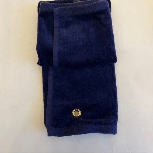 Golf Towel With Clip Dk Blue Embroidered Oldsmobile Logo Terry Town 100% Cotton - Picture 2 of 5